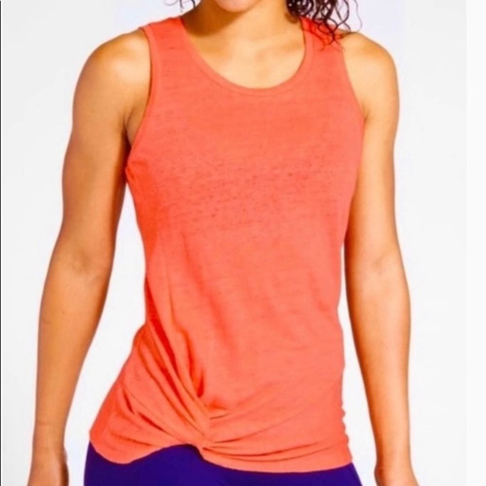 Athleta Twisted Hem Orange Sleeveless Shirt- SIze XS